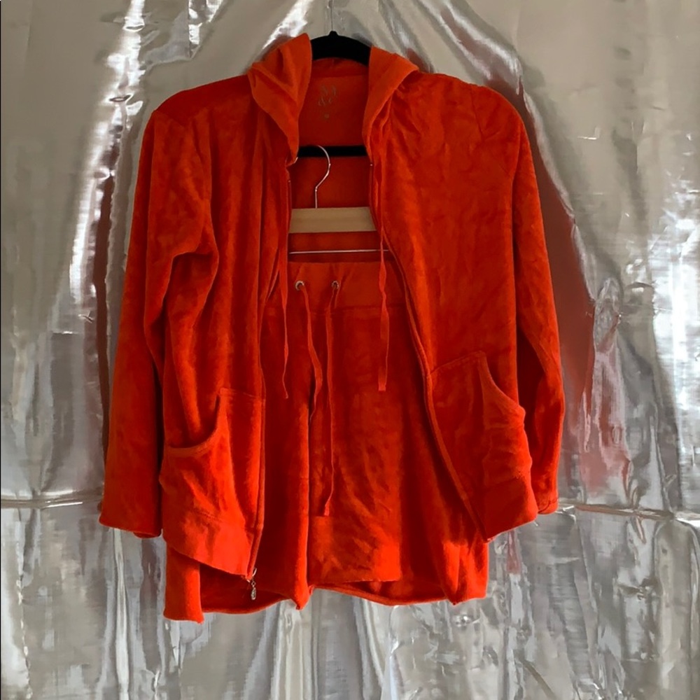 New York & Company Orange 2 Piece Jump Suit Short